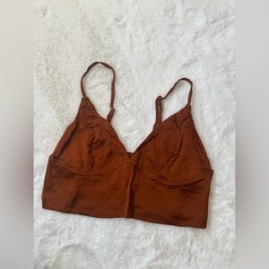 Aerie Rust satin crop tank/bralette